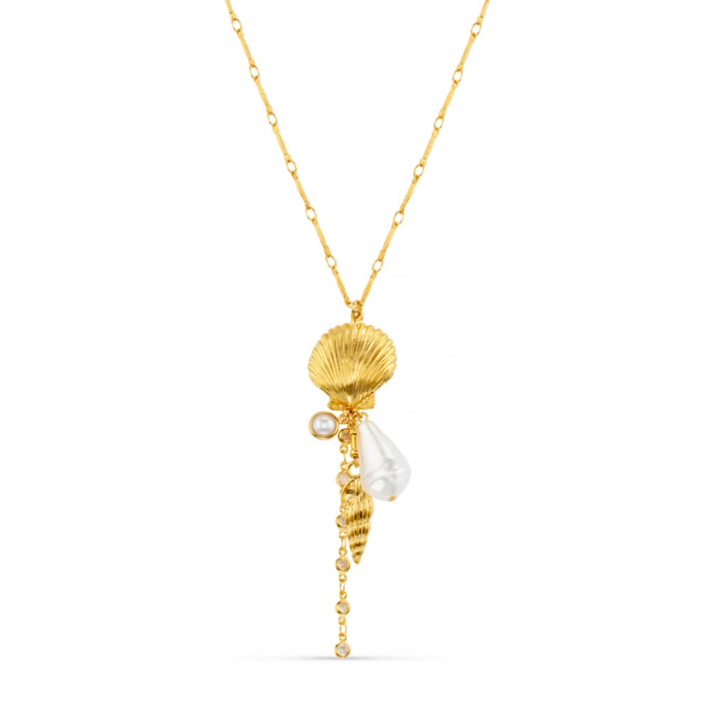 Statement Shell & Pearl Cascading Statement Necklace