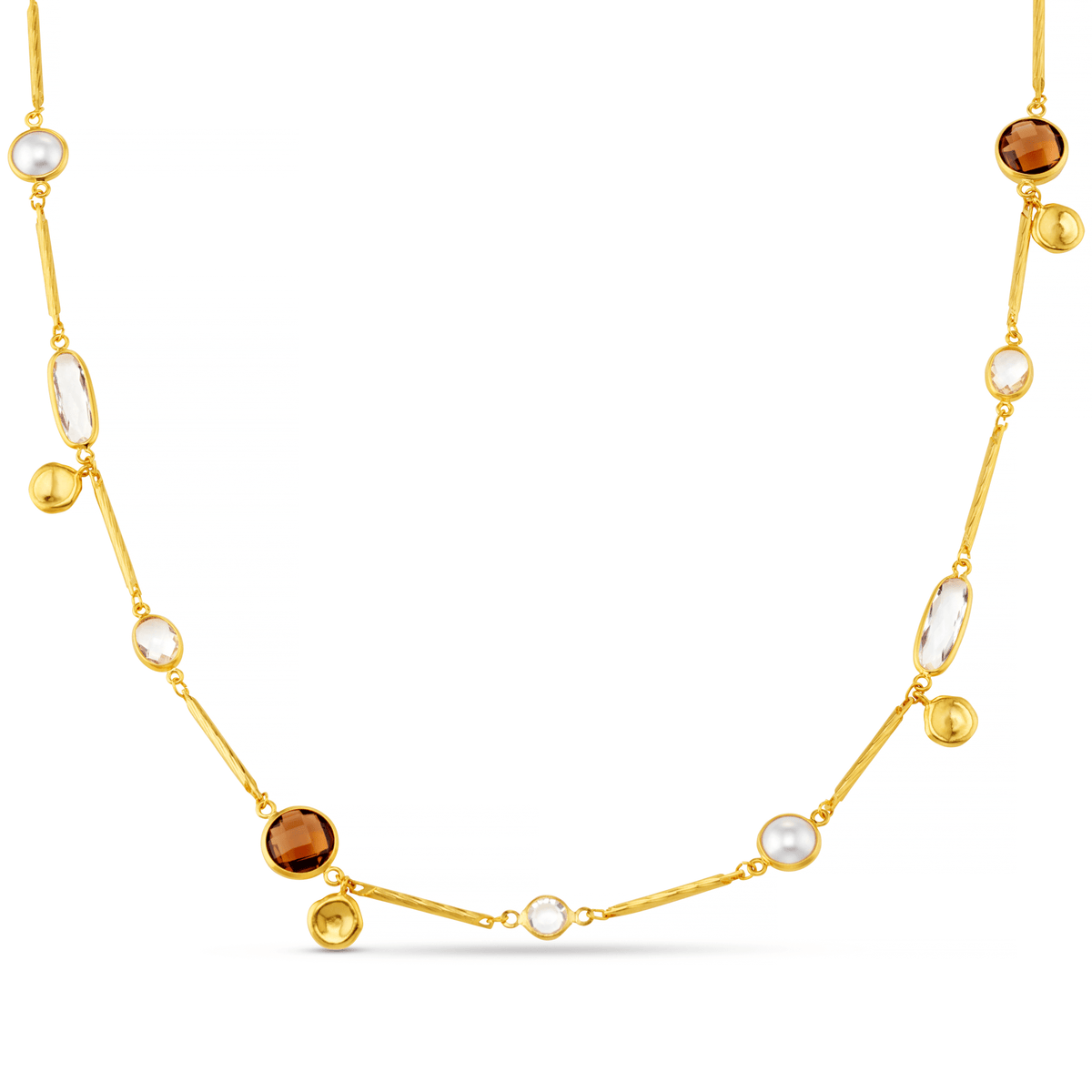 Mixed Bead & Coin Long Link Necklace