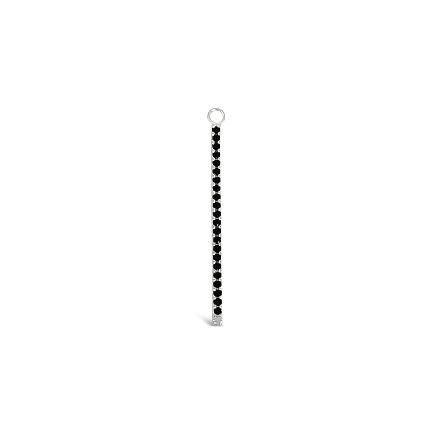 Long Single Earring Black Cz Charm Stick