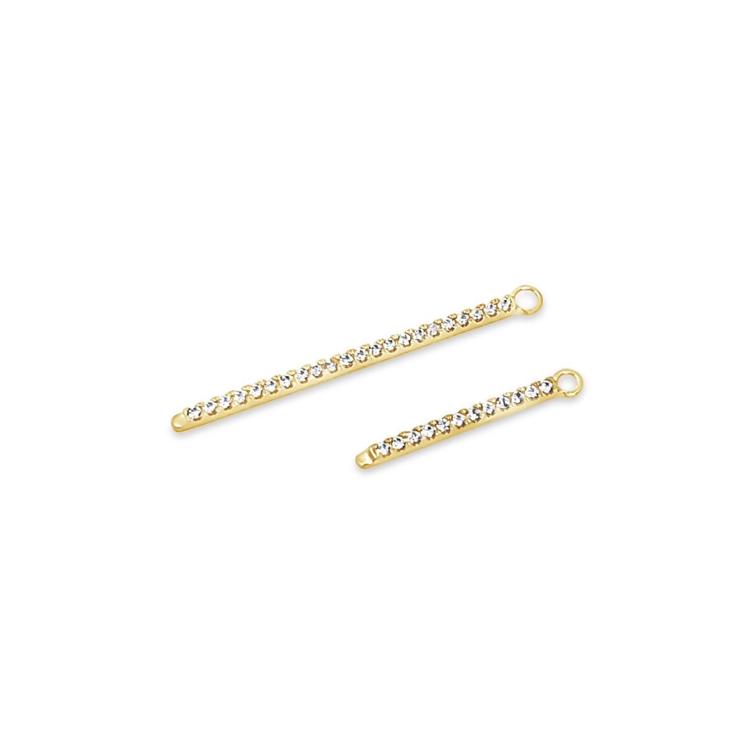 Single Earring White Cz Charm Stick - Gold