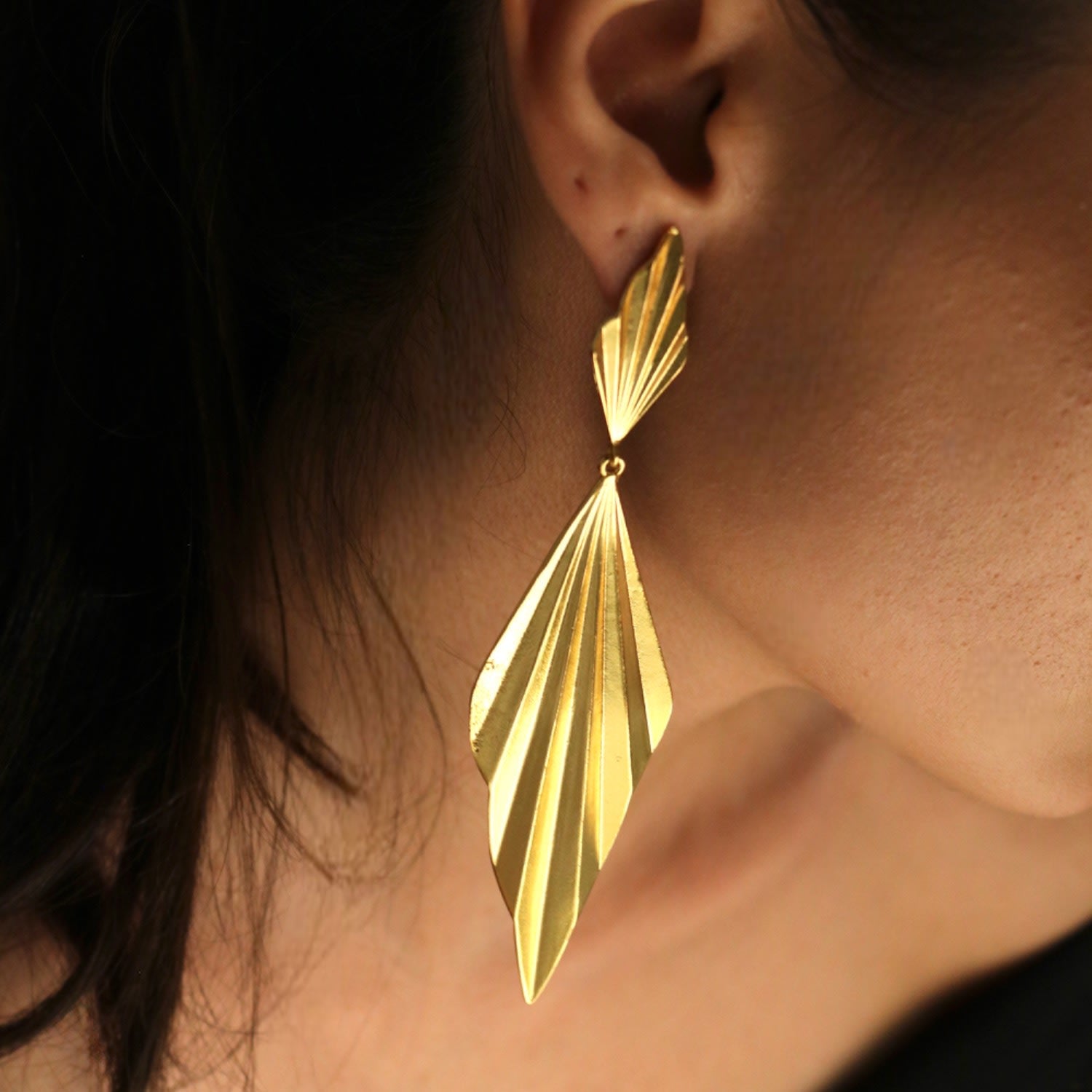 Long Style Gold Earrings