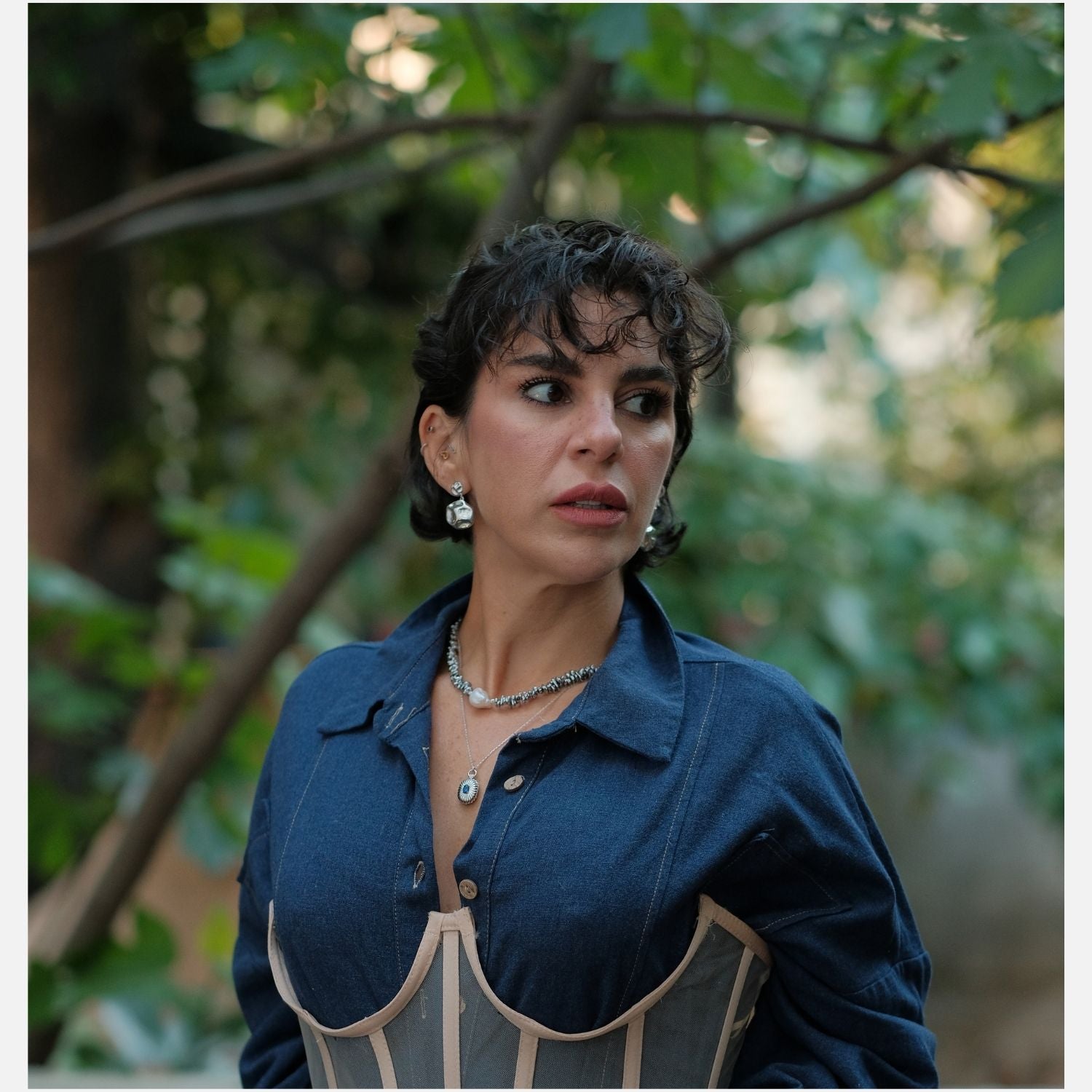 Lora Dangle Round Amorphous Earring Silver