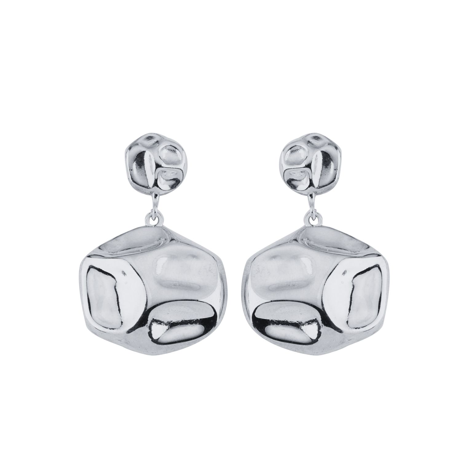 Lora Dangle Round Amorphous Earring Silver