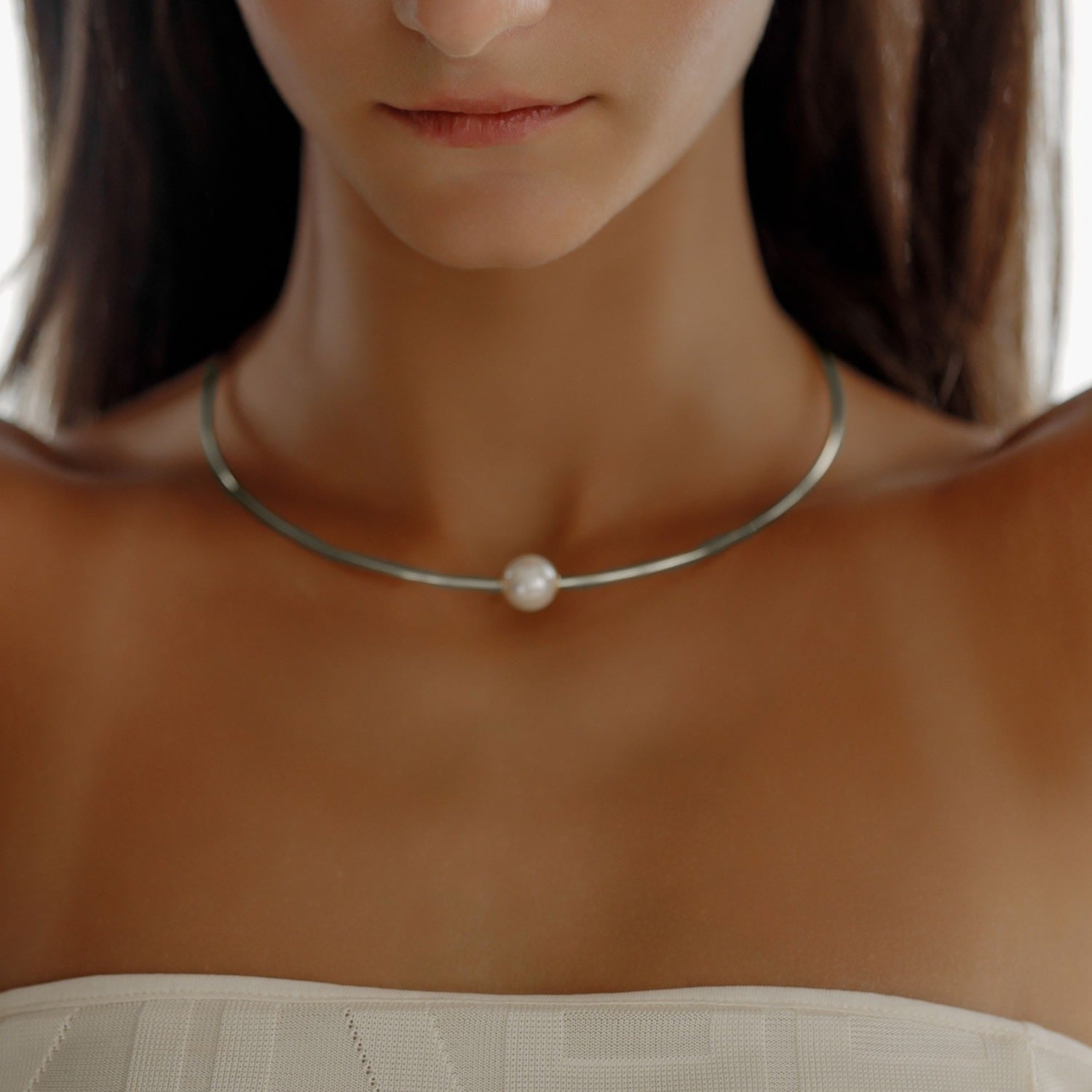 Loreli Faux Pearl Choker - Silver