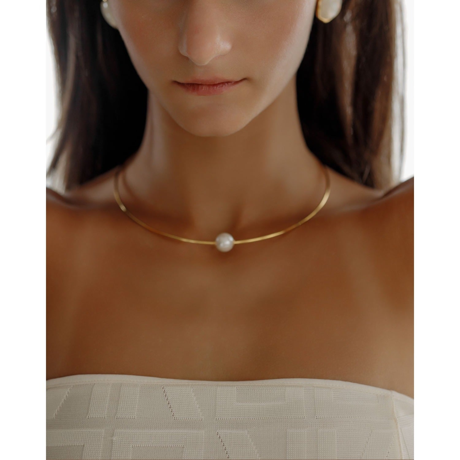 Loreli Faux Pearl Choker - Gold