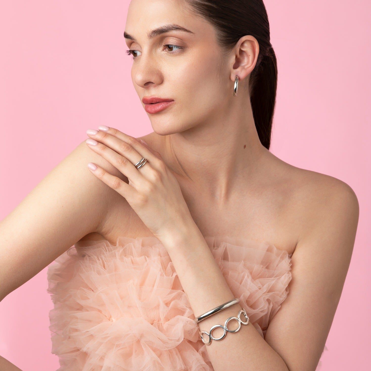 Loretta Small Hoop Silver