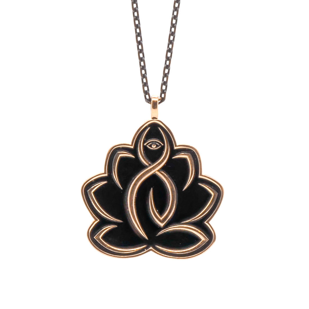 Hope Lotus Flower Protective Chain Necklace - Brown -