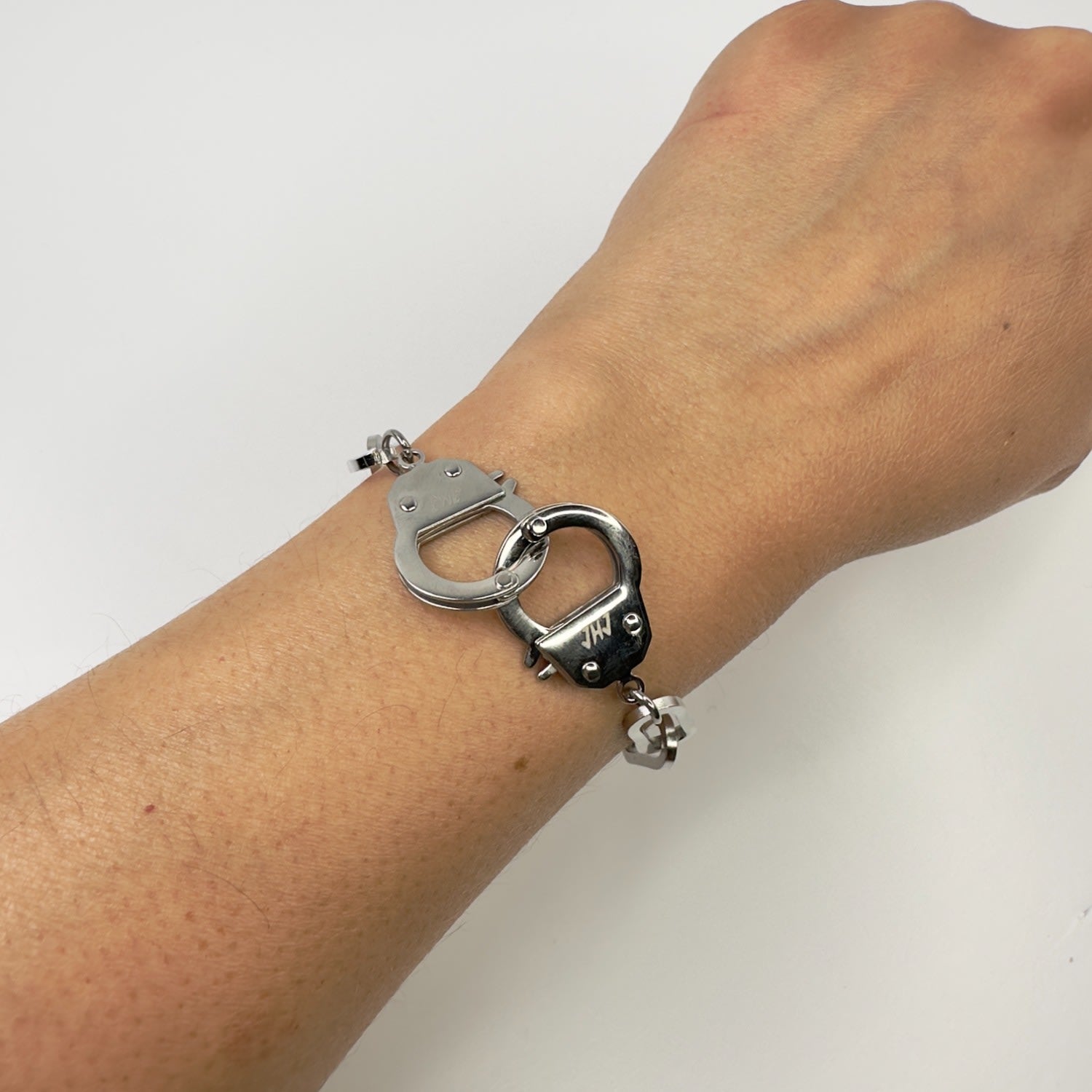 Love Bond Handcuff Chain Bracelet White Gold