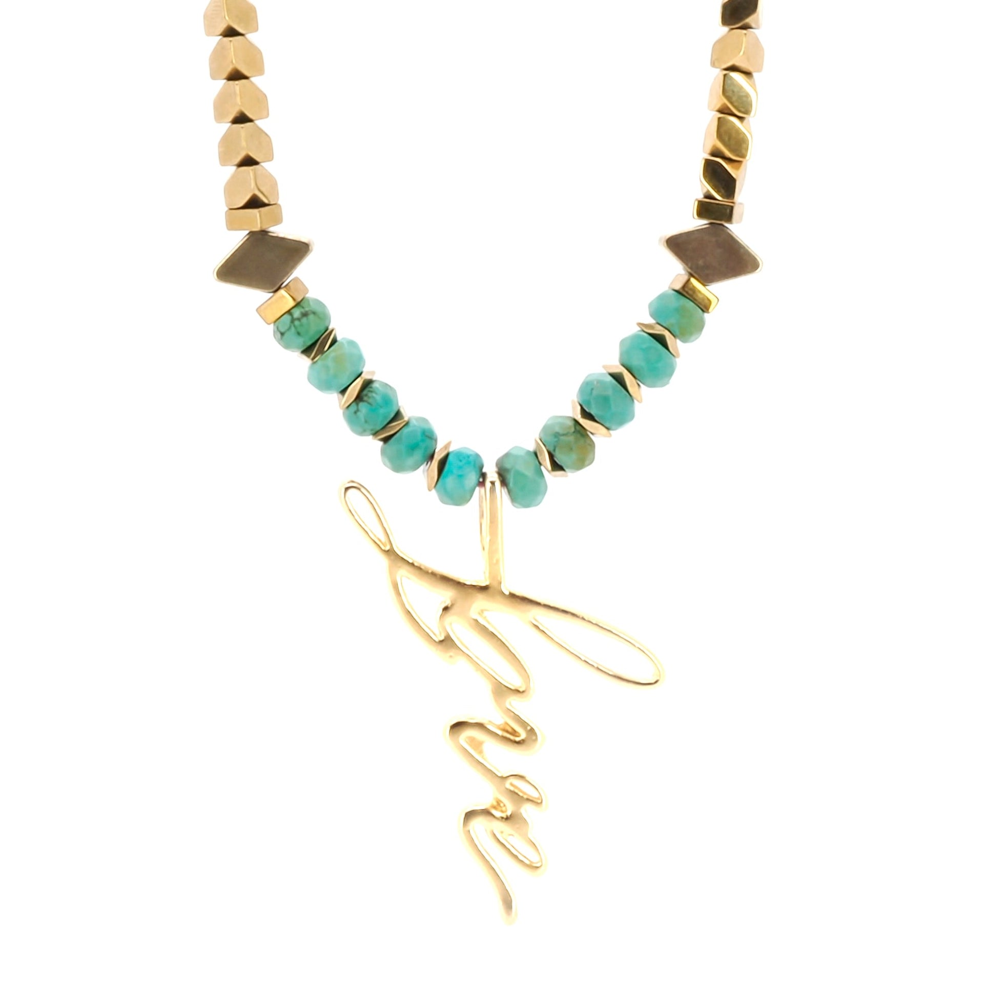 Love Charm Green Beaded Necklace - Green