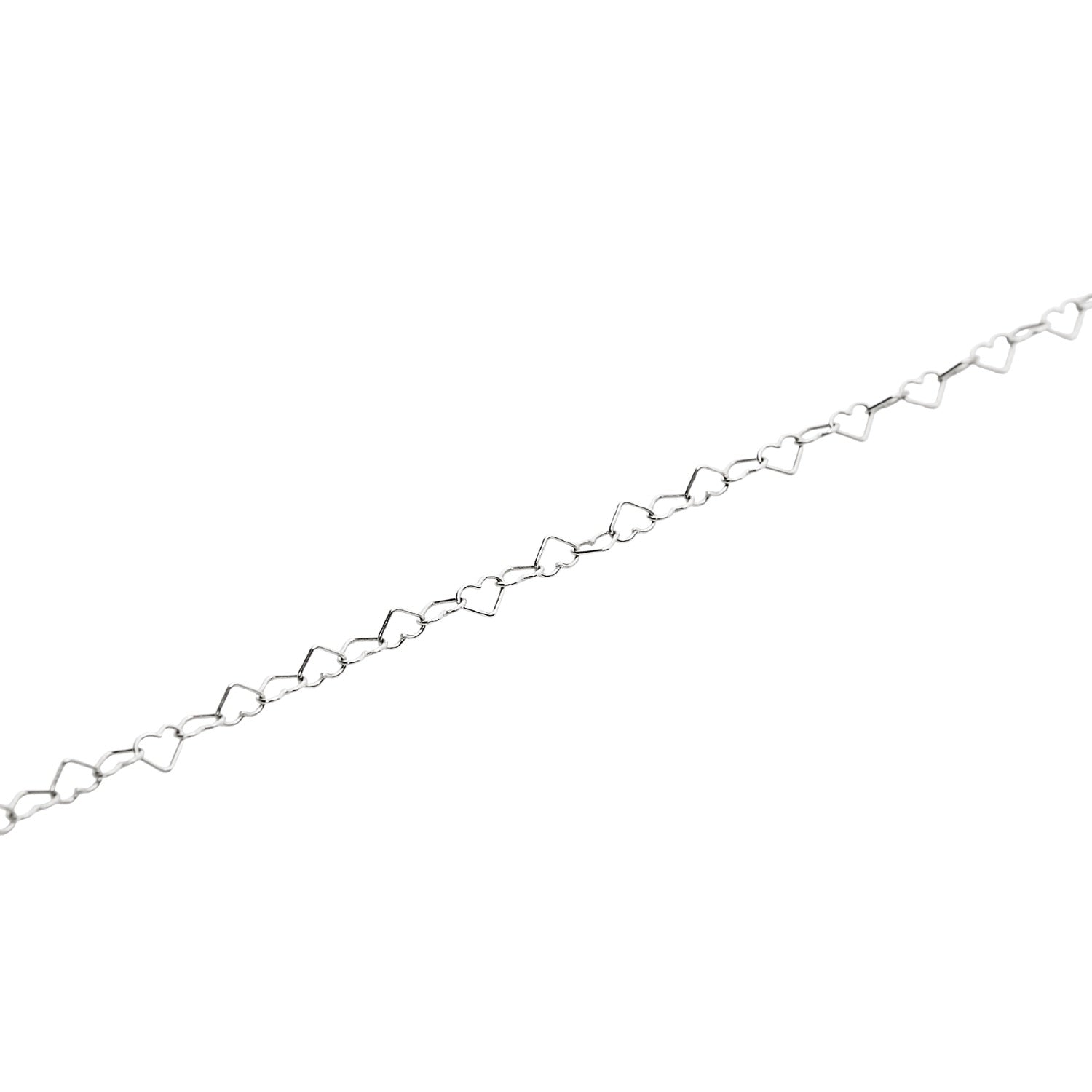 Love Heart Sterling Silver Chain Bracelet - Silver