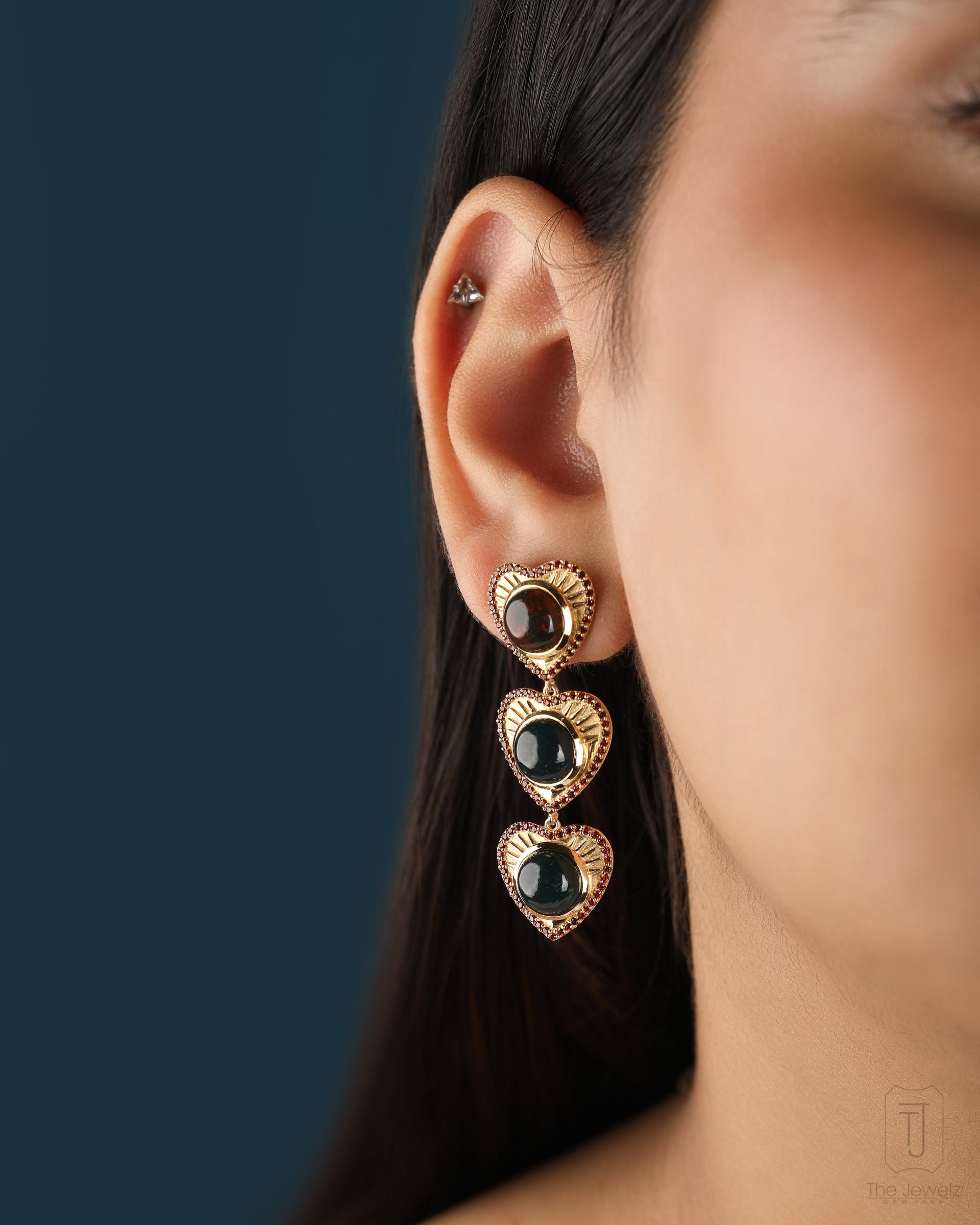 Love Maze Bloodstone Dangle In Silver Earrings For Love !