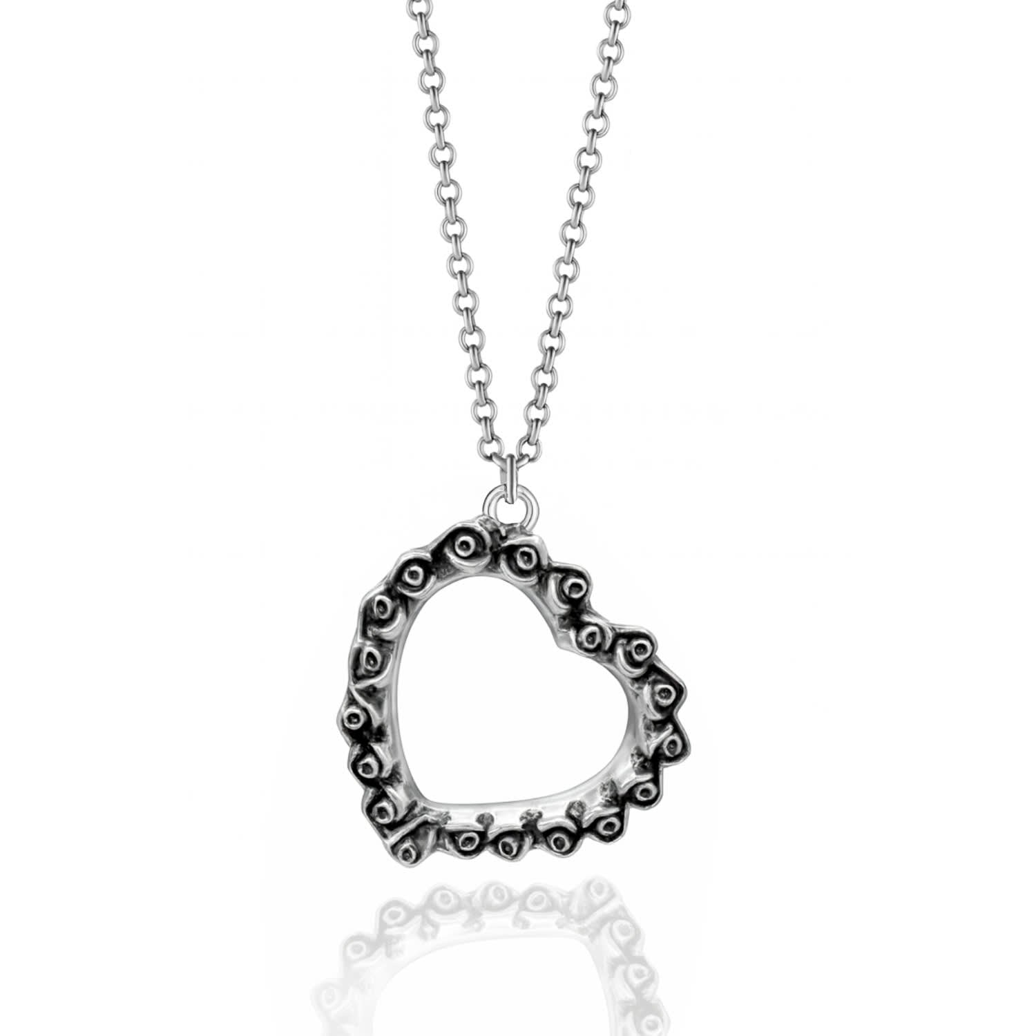 Love Necklace In Sterling Silver – Romantic Artisanal Style – Jewellery For Women