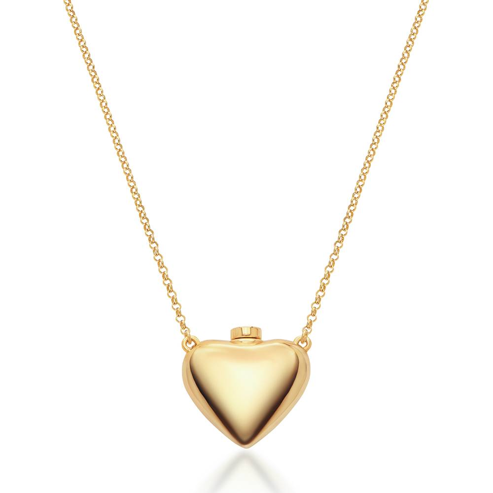 Love Note Puffy Heart Necklace in Gold Vermeil