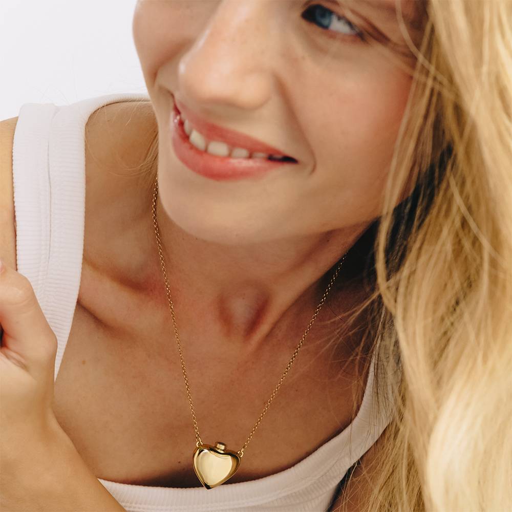 Love Note Puffy Heart Necklace in Gold Vermeil