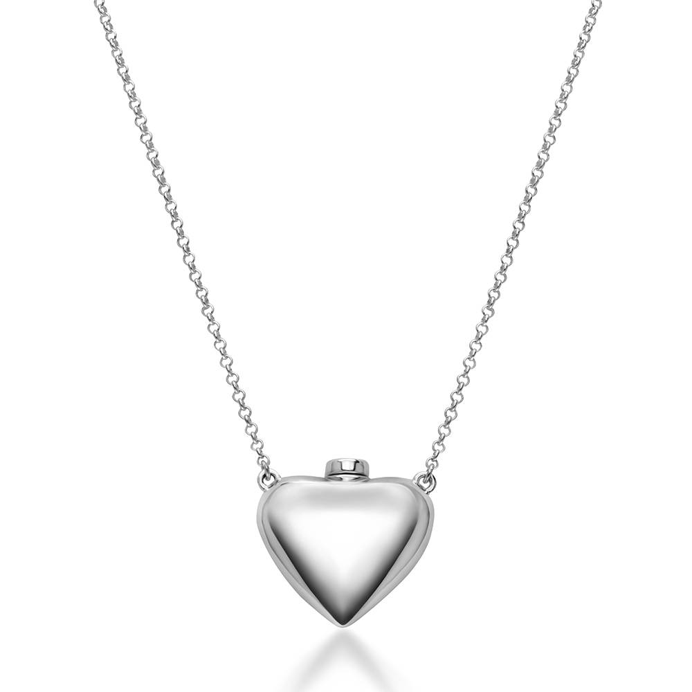 Love Note Puffy Heart Necklace in Sterling Silver
