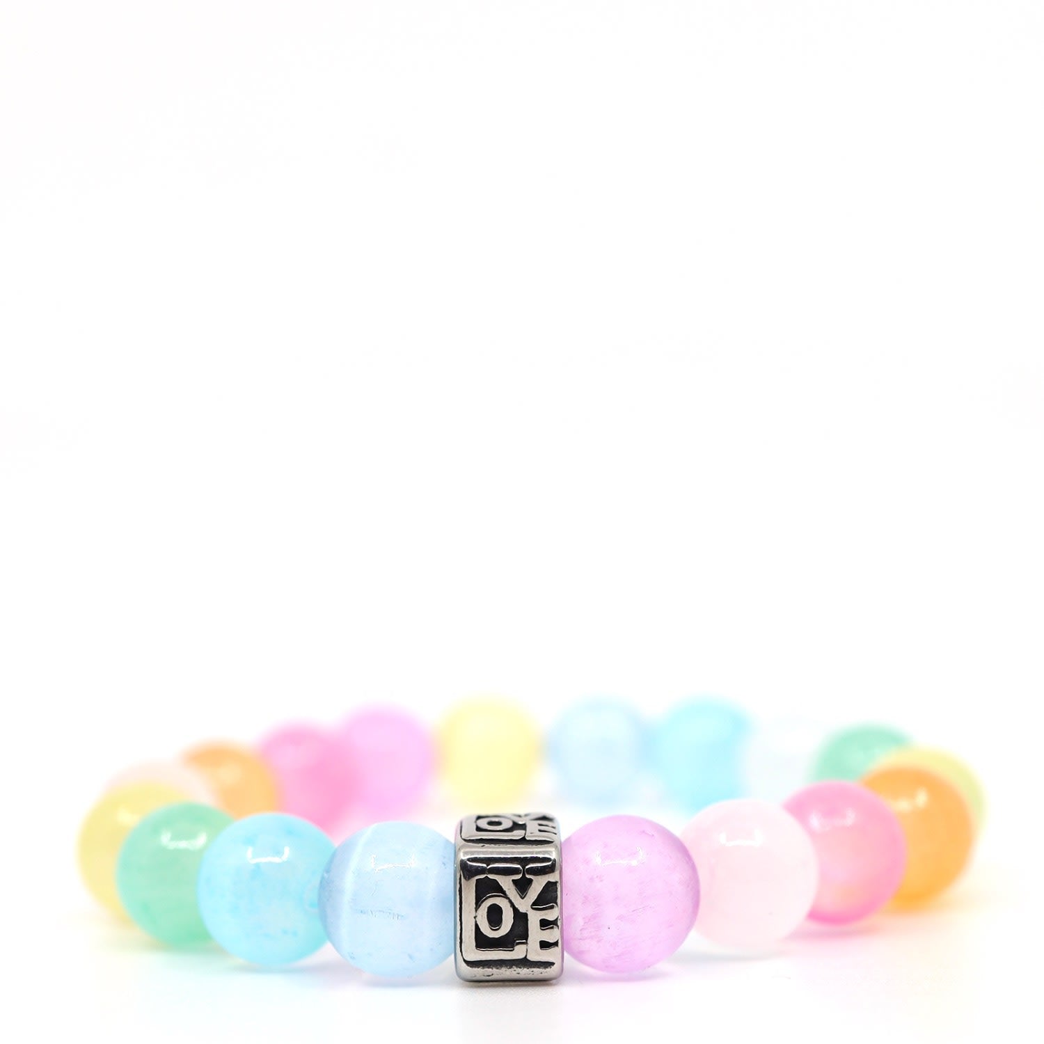 Love Rainbow Selenite Beaded Bracelet