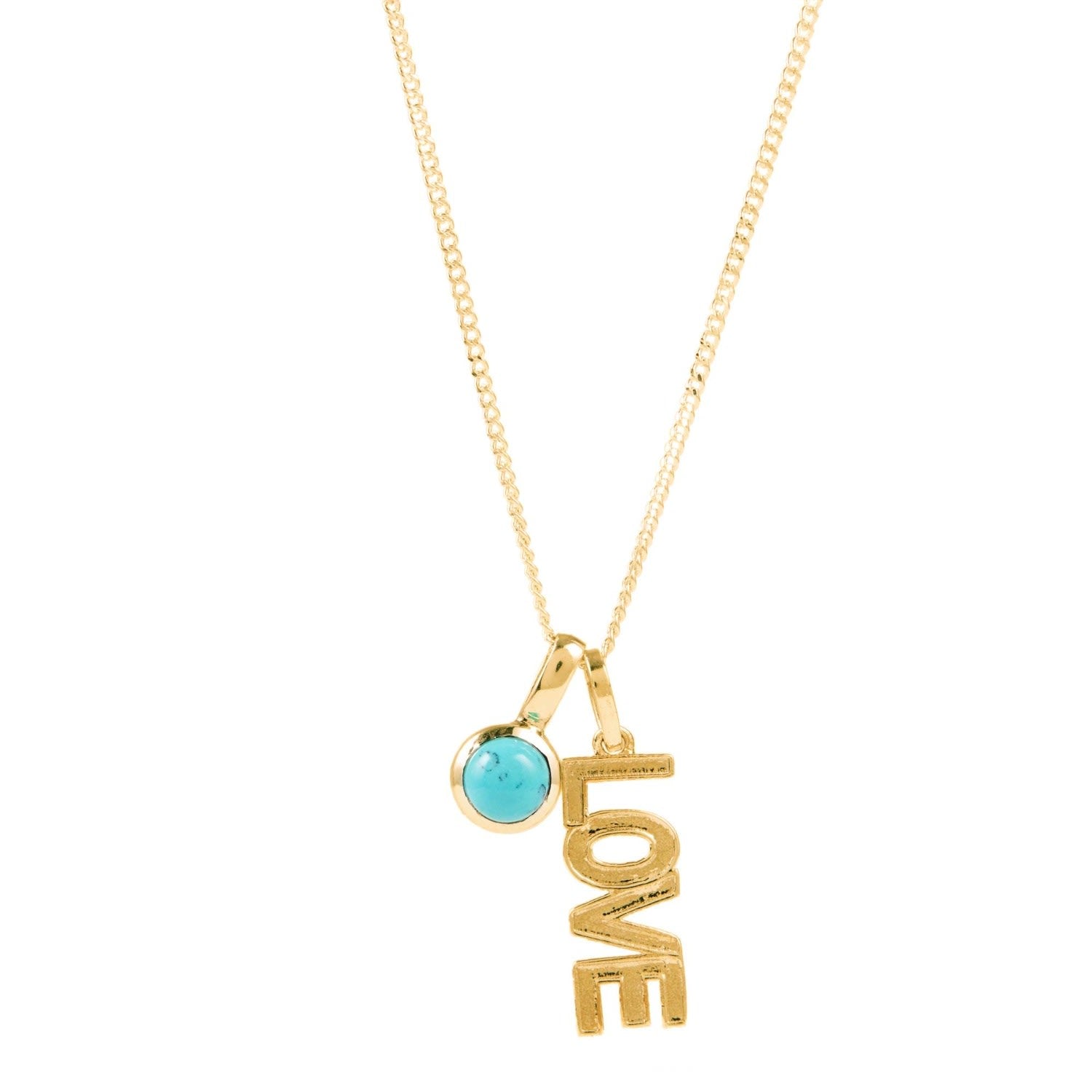 Love Rocks Gold Vermeil Necklace With Turquoise Birthstone Charm