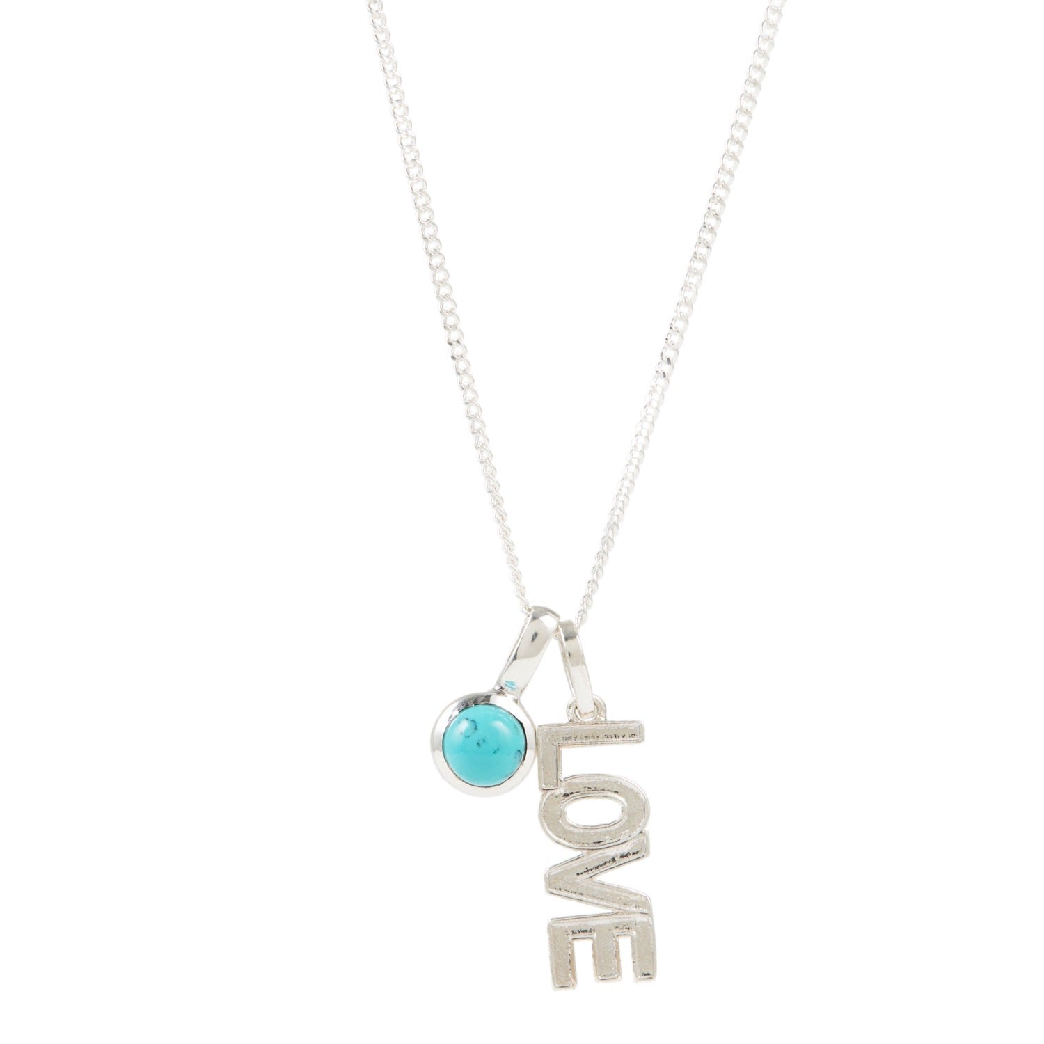 Love Rocks Silver Necklace And Turquoise Charm