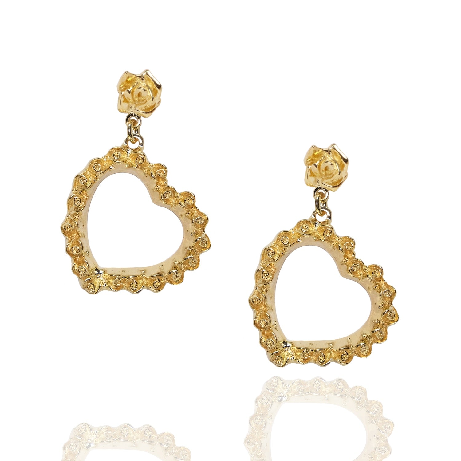 Love Earrings Pendants In Gold-Plated Sterling Silver.