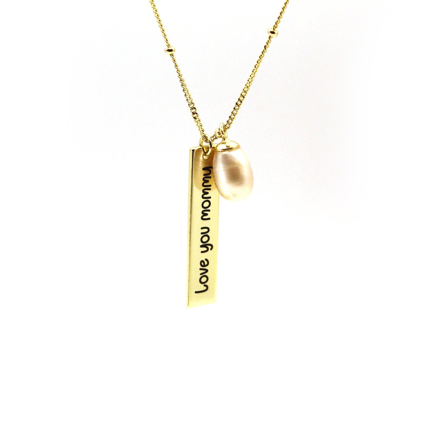 Love You Mommy Pearl Gold Necklace