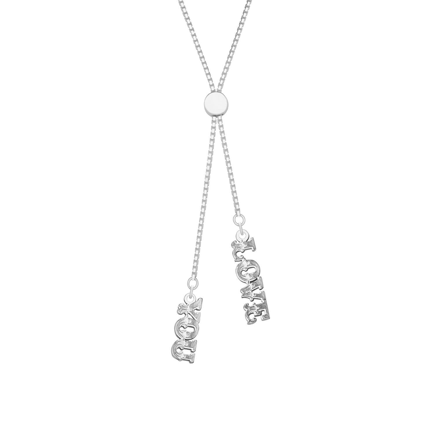 Love You Sterling Silver Slider Necklace
