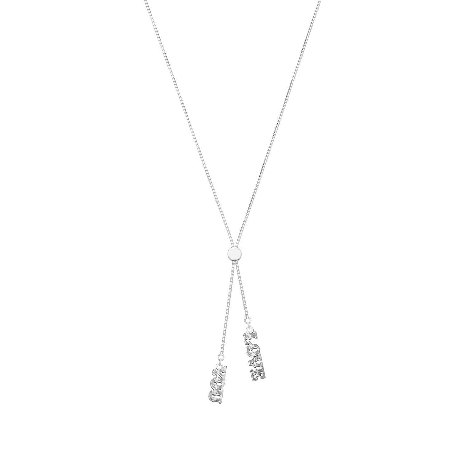 Love You Sterling Silver Slider Necklace