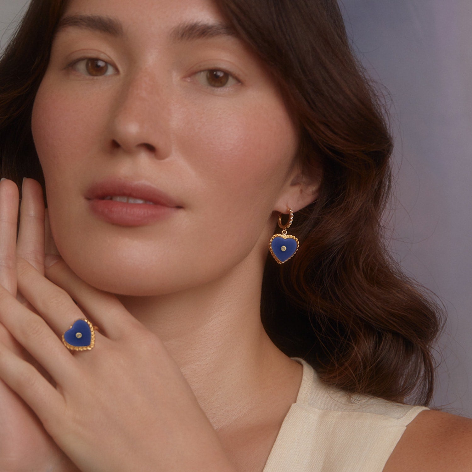 Lovelight Gold-Plated Blue Heart Hoop Earrings