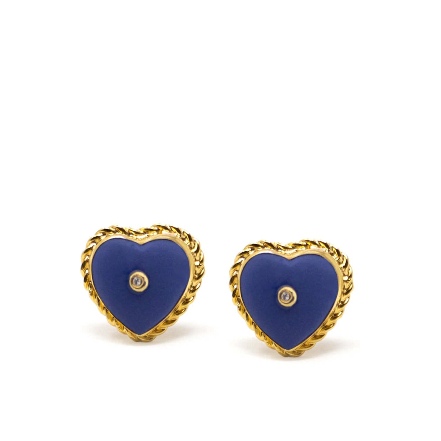 Lovelight Gold-Plated Blue Heart Stud Earrings