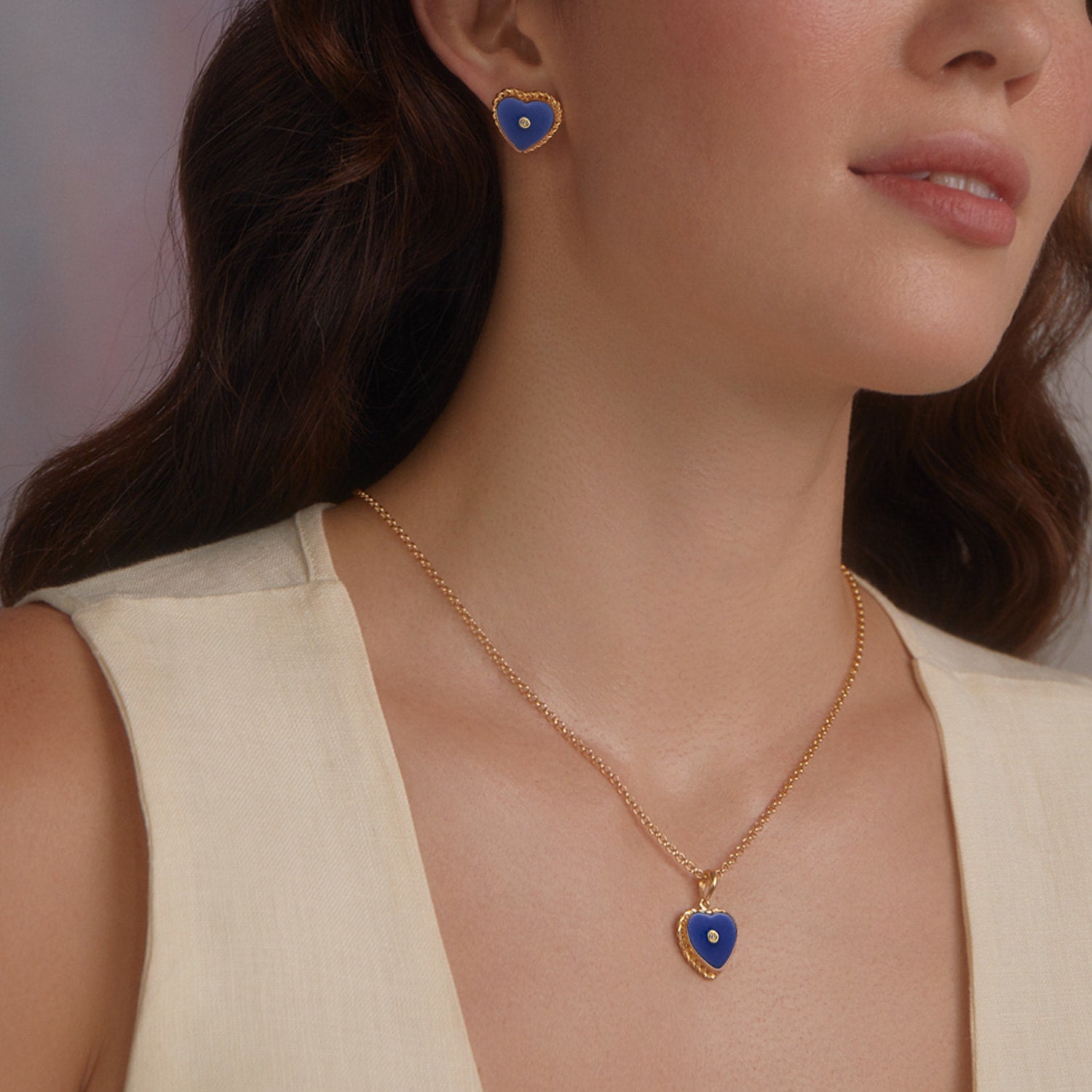 Lovelight Gold-Plated Blue Heart Stud Earrings