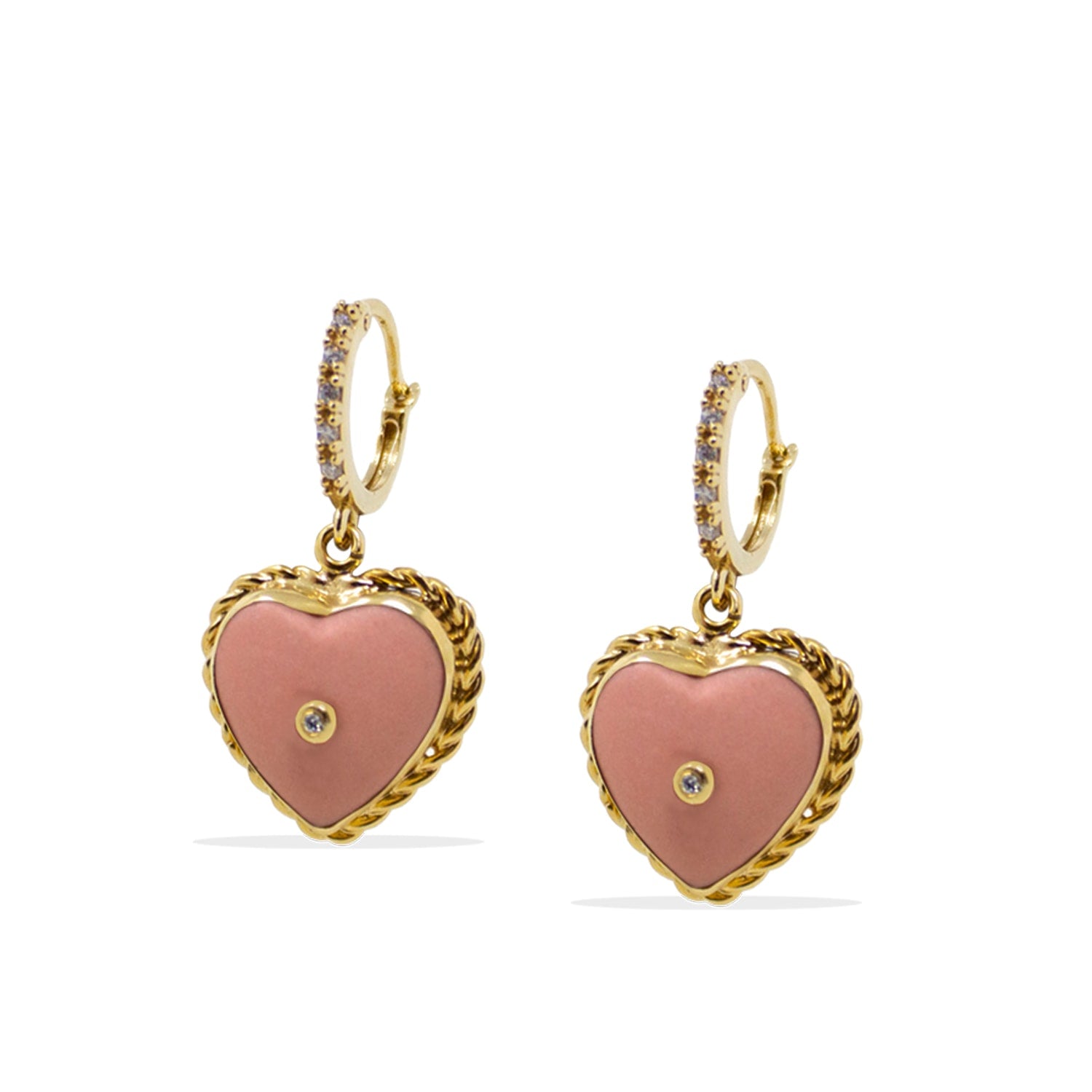 Lovelight Gold-Plated Pink Heart Hoop Earrings