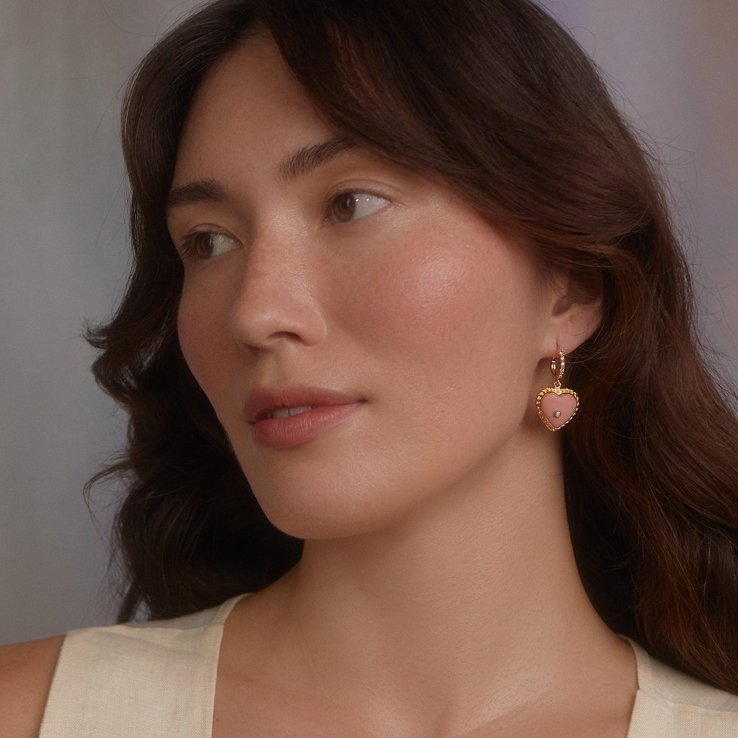 Lovelight Gold-Plated Pink Heart Hoop Earrings