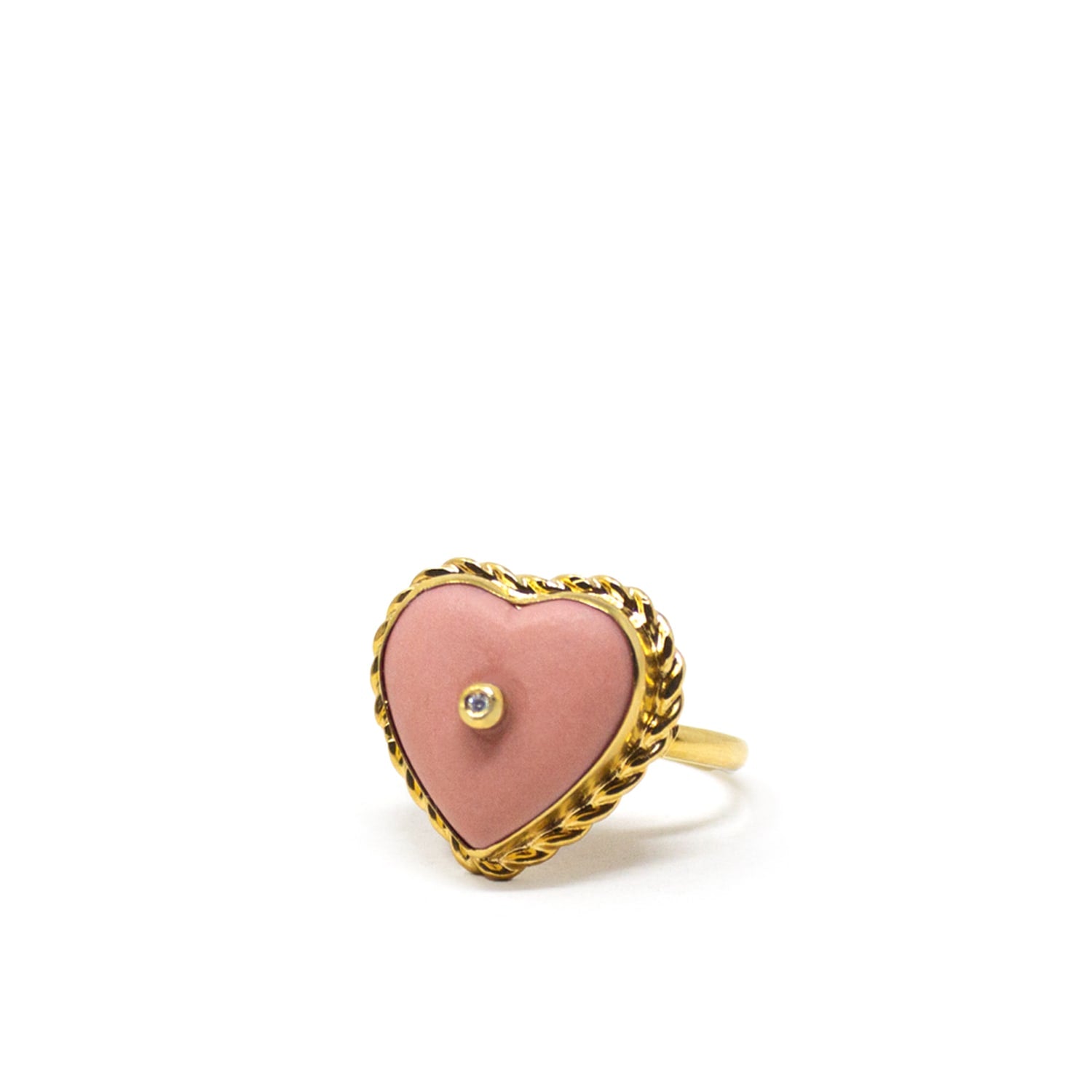 Lovelight Gold-Plated Pink Heart Stacking Ring