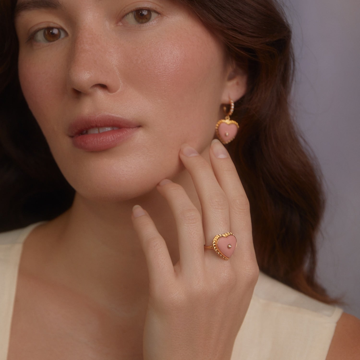 Lovelight Gold-Plated Pink Heart Stacking Ring
