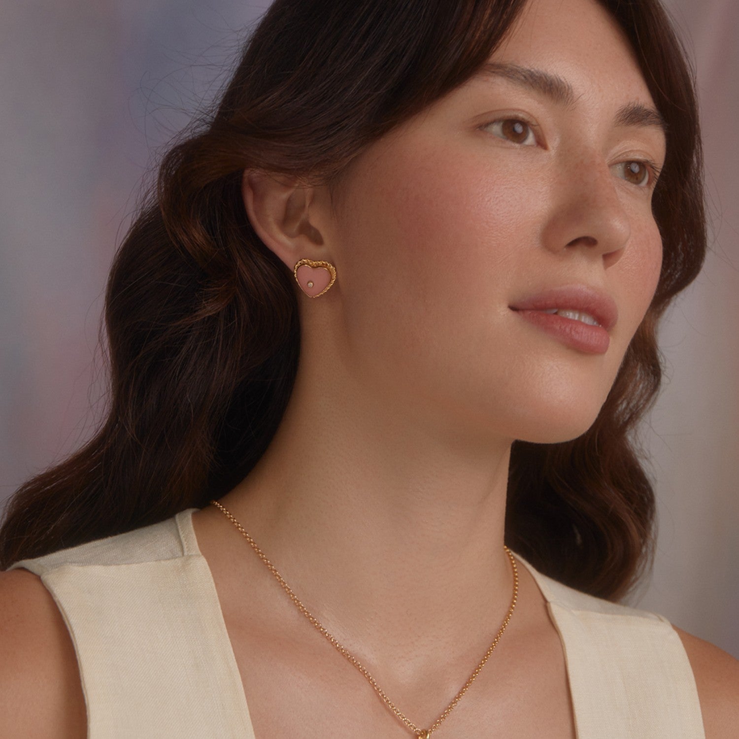 Lovelight Gold-Plated Pink Heart Stud Earrings