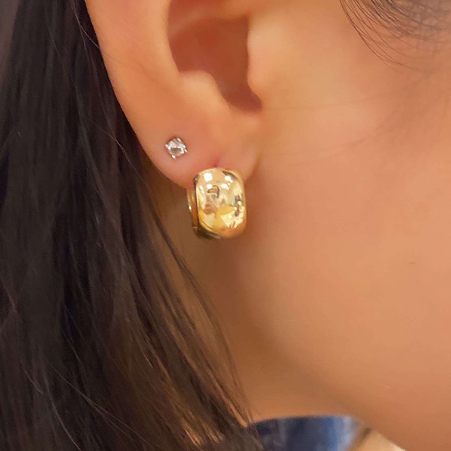 Lovely Bold Huggie Gold Earrings