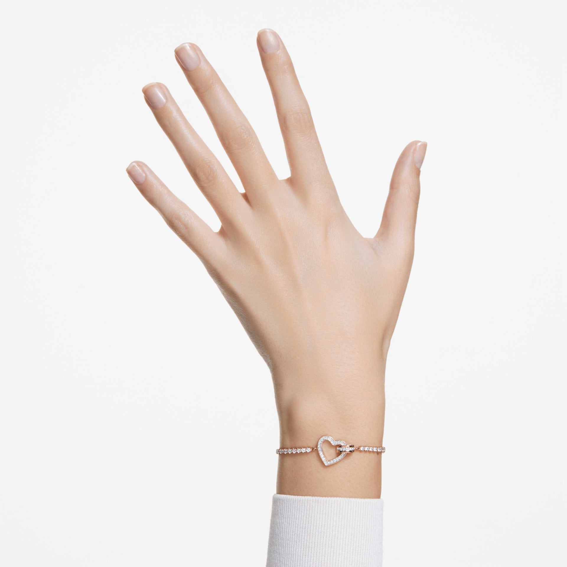 LOVELY BRACELET HEART WHITE ROSE GOLD TONE PLATED
