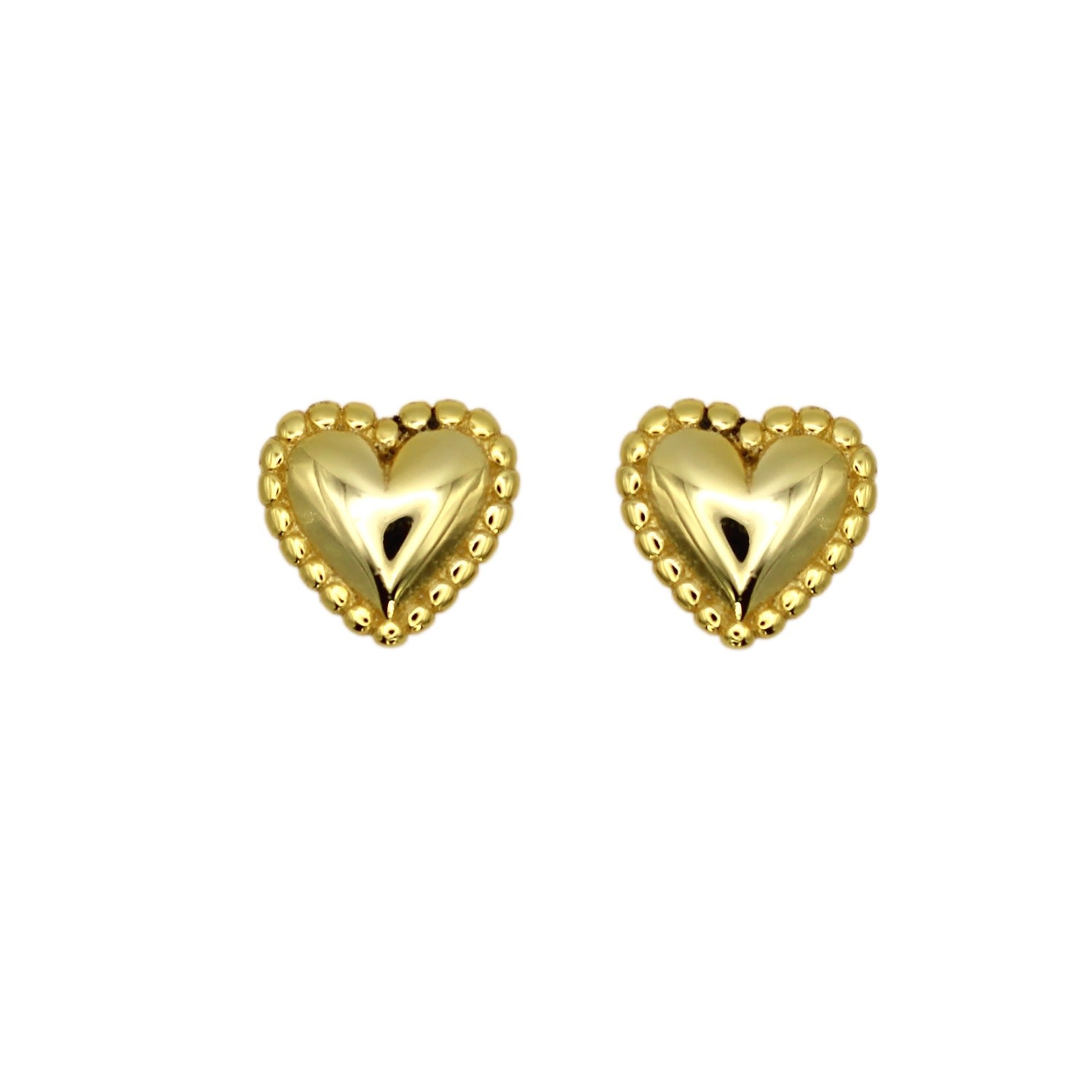 14K Lovely Heart Stud Yellow Solid Gold Earrings