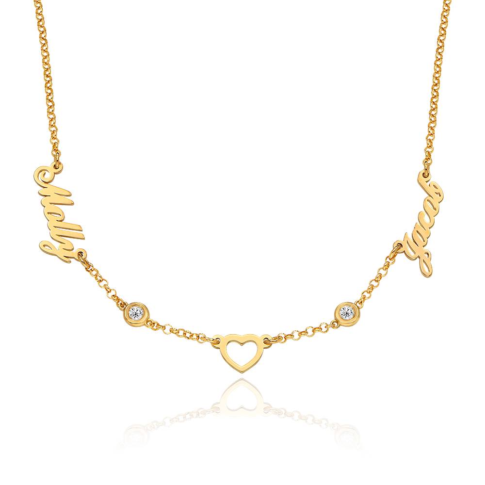 Lovers Heart Name Necklace with 0.20CT Diamonds in 18K Gold Vermeil