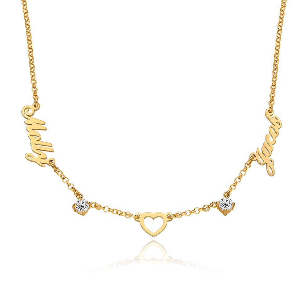 Lovers Heart Name Necklace With 0.60CT Diamonds in 18K Gold Vermeil