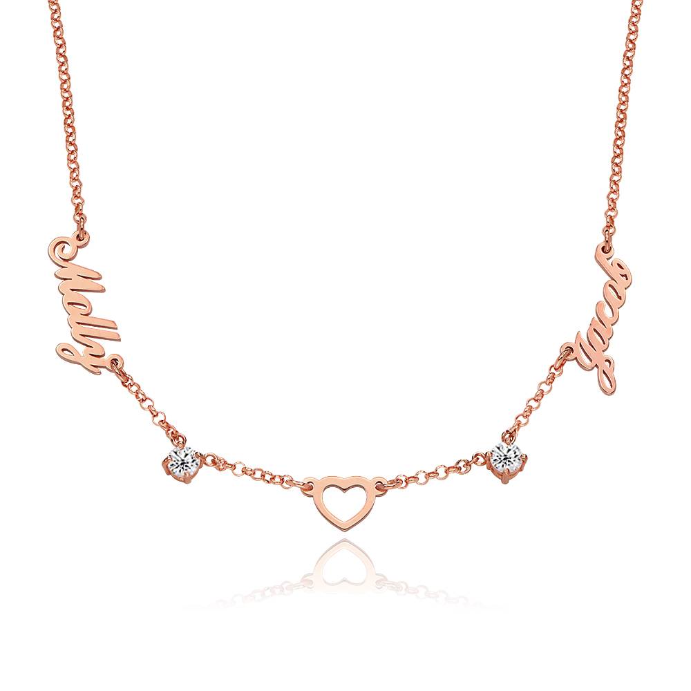 Lovers Heart Name Necklace With 0.60CT Diamonds in 18K Rose Gold Plating