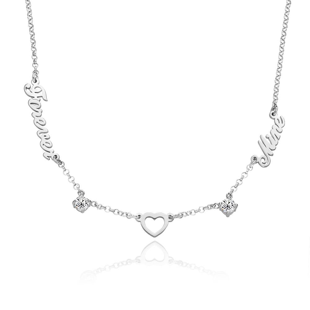 Lovers Heart Name Necklace With 0.60CT Diamonds in Sterling Silver