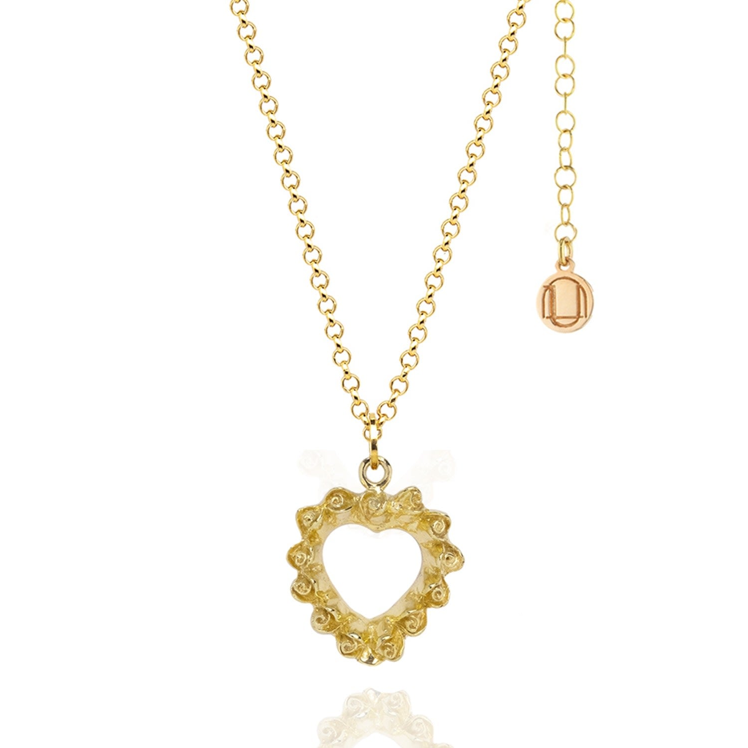 Loveyou Sterling Silver Gold Vermeil Necklace - Elegant Rose Heart Pendant, Luxury Gift For Women