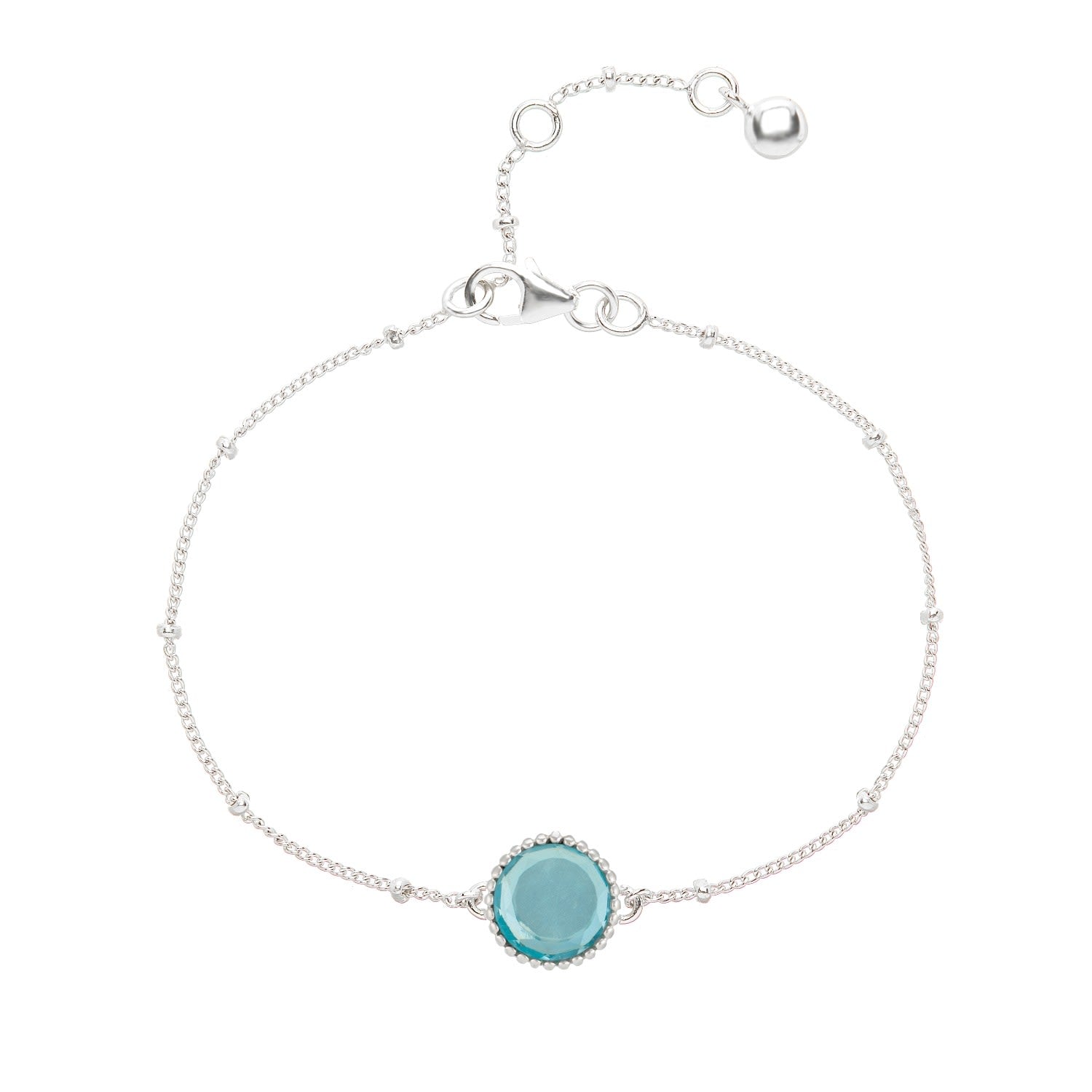 Barcelona Silver March Birthstone Bracelet Blue Topaz