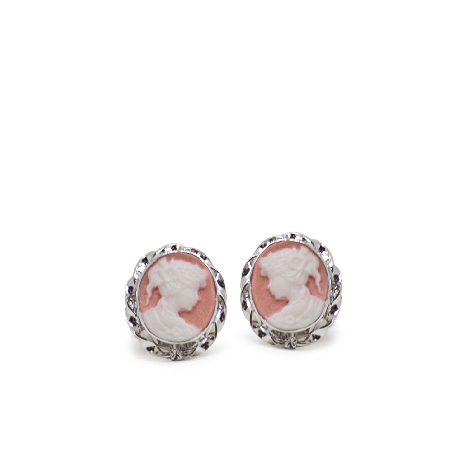 Pink Mini Cameo Stud Earrings