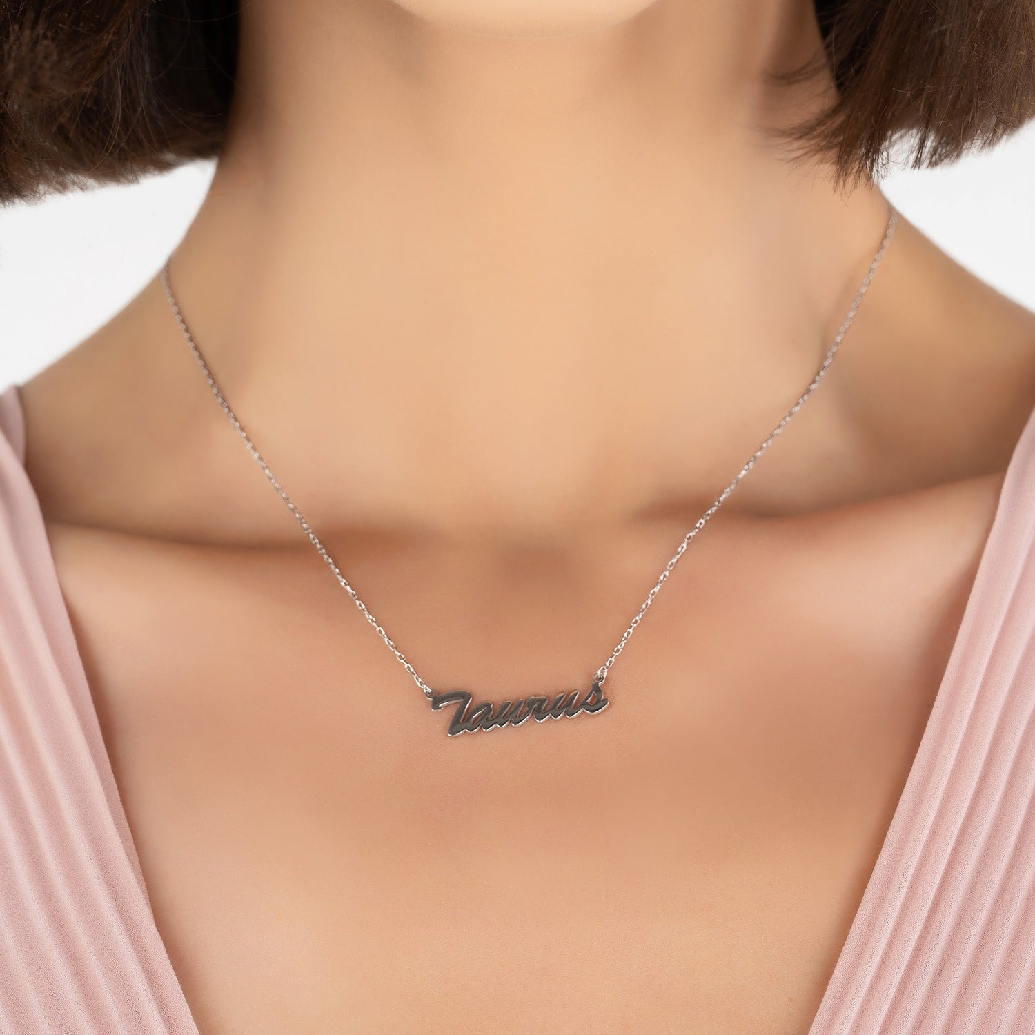Zodiac Star Sign Name Necklace Silver Taurus