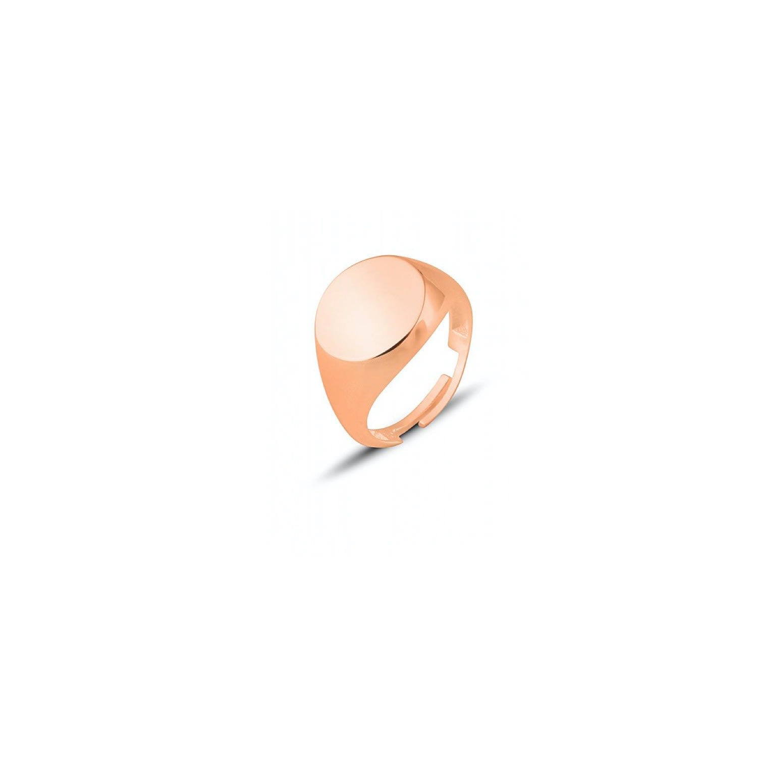Signature Round Sterling Silver Signet Ring - Rose Gold