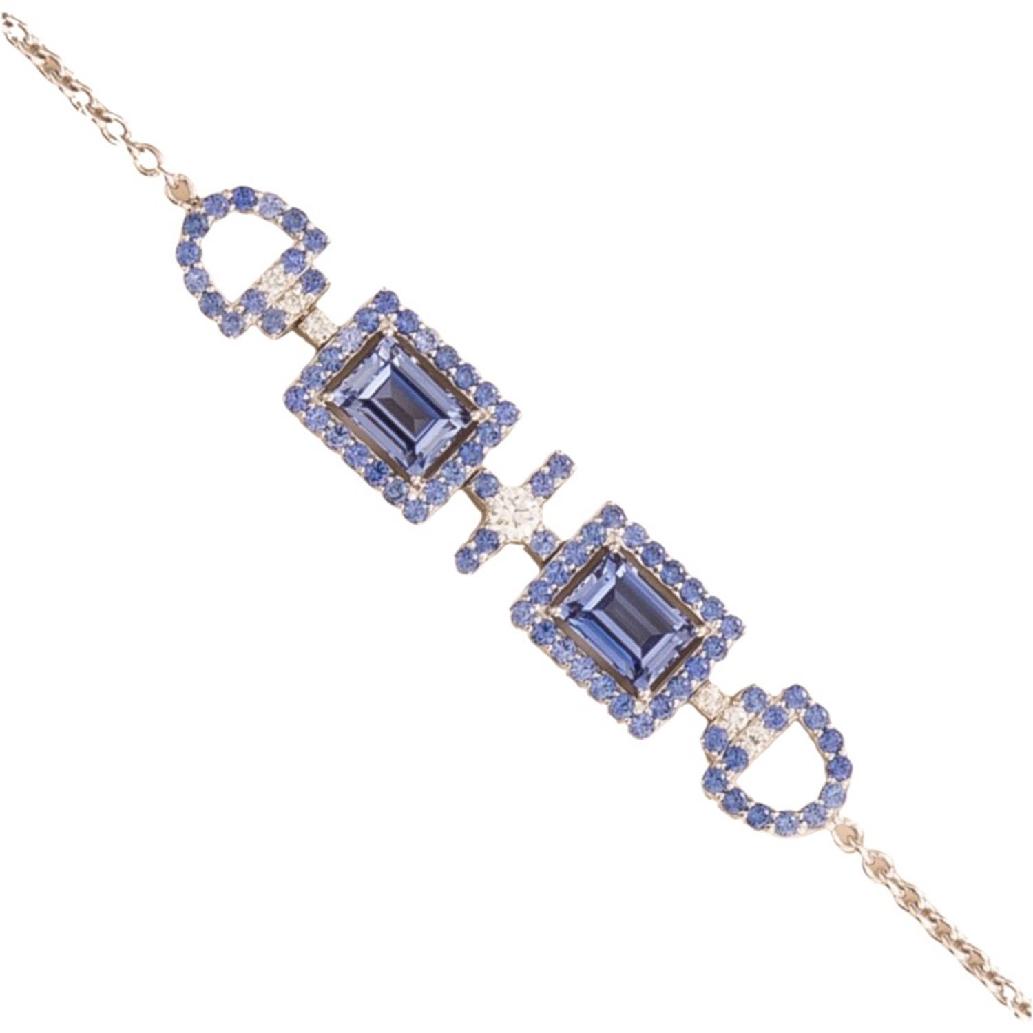 Ciceris White Gold Bracelet Ceylon Blue Sapphire & Diamond