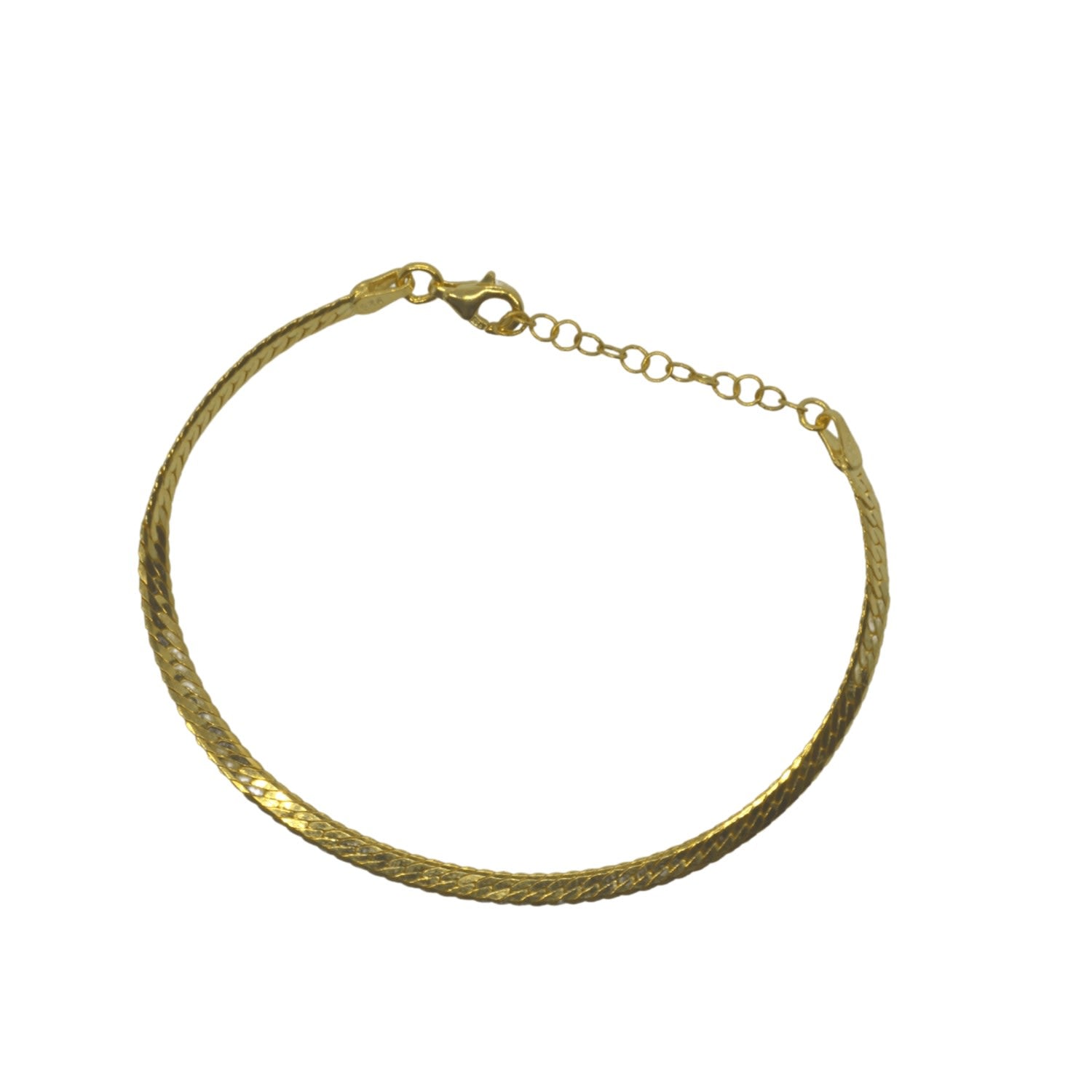Italian Sterling Silver Herringbone Bracelet - Gold