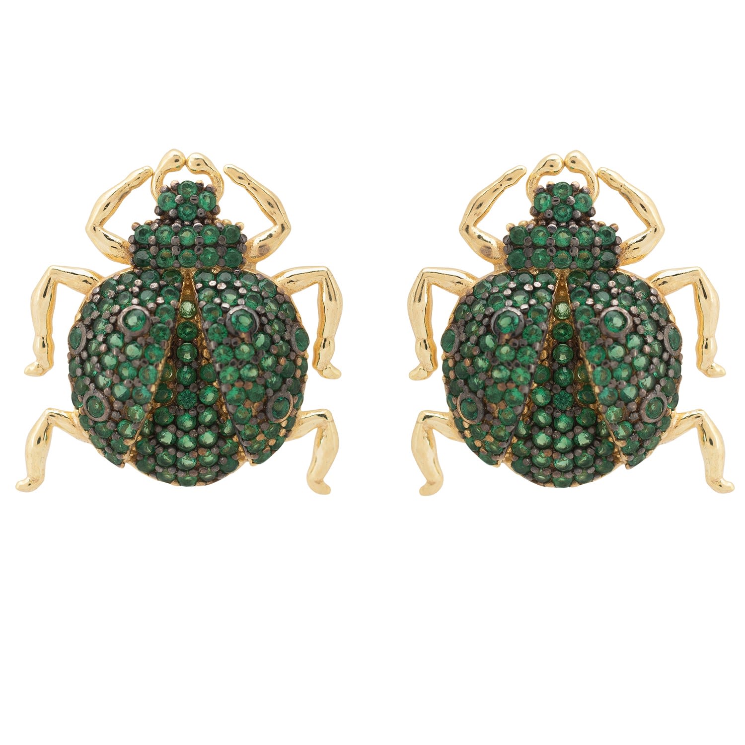 Scarab Large Bug Stud Earrings Gold