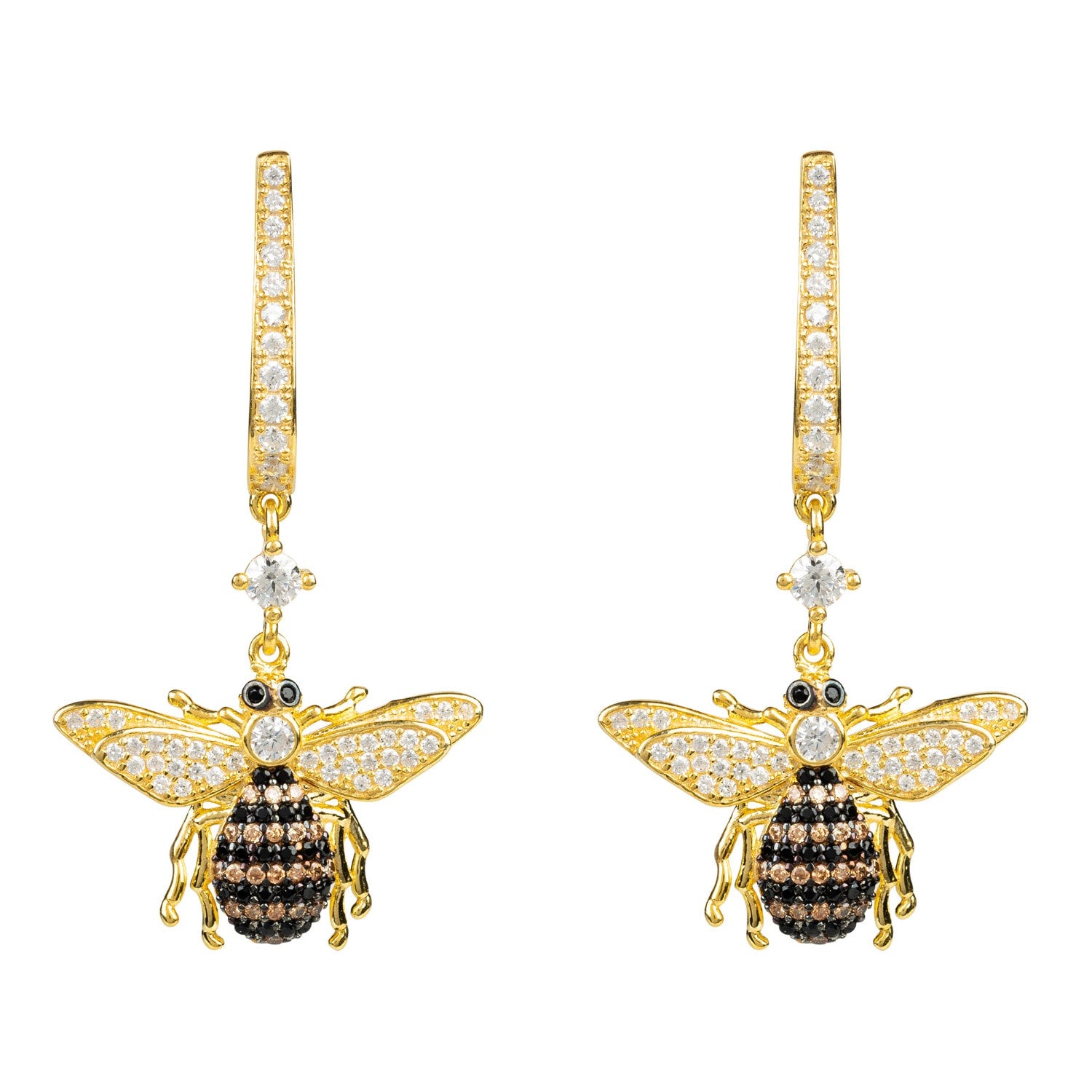 Honey Bee Drop Earrings Gold